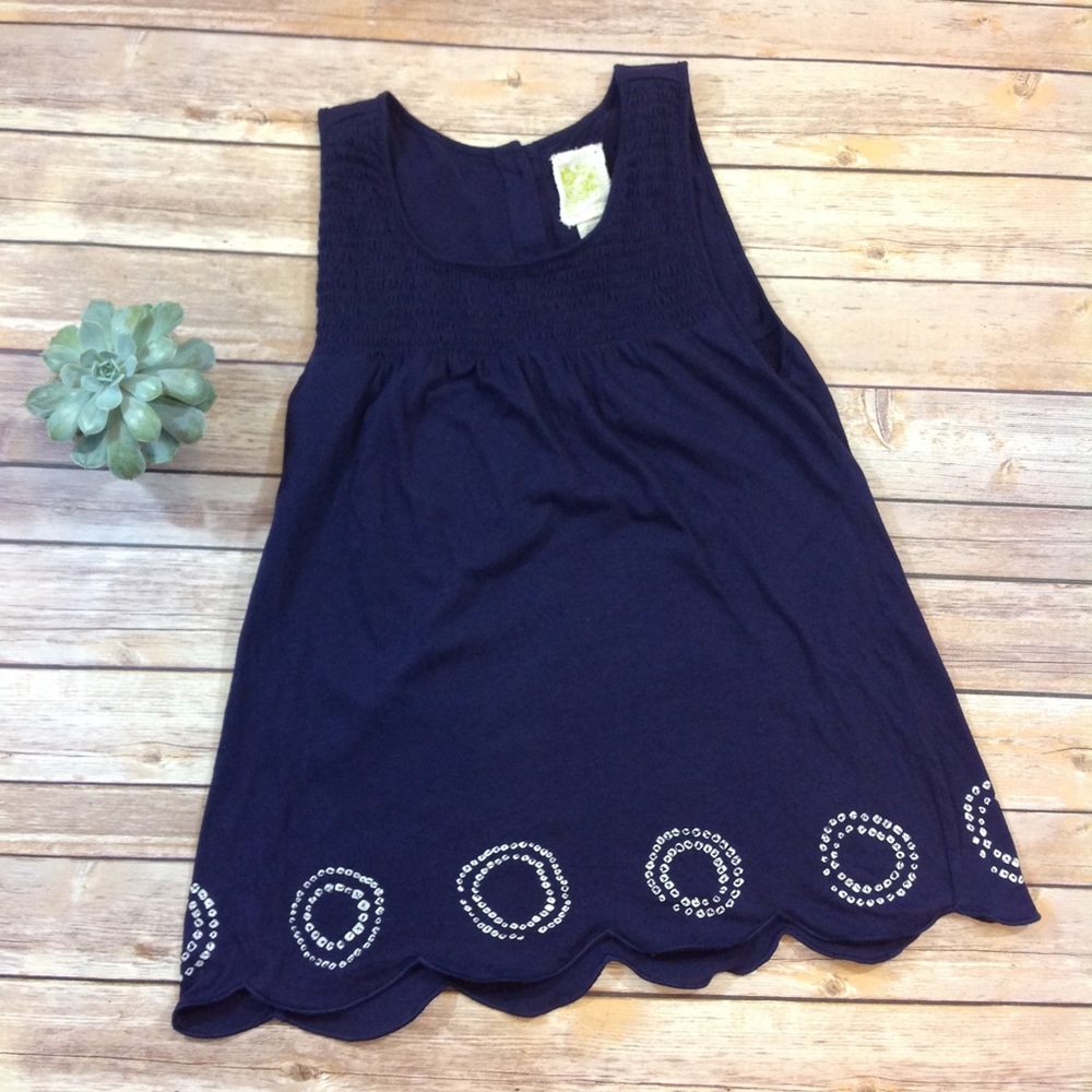 C. Keer Purple Button Back Top